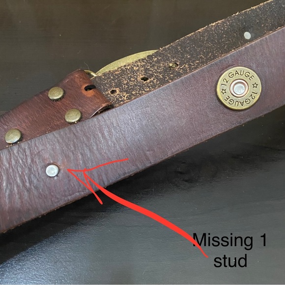 Vintage NOCONA Co. Bullet Stud Leather Belt with Eagle Brass Belt Buckle Size 38 - Picture 5 of 15